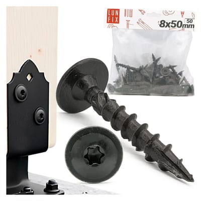 LUN FIX - Houtschroeven 8x50 mm - 50 stuks - verzinkt - schotelkop, torx schroeven voor akoestische panelen