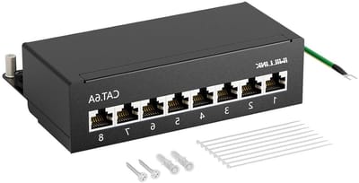 Patchpaneel 8 poorten - Netwerk verdeler - Betrouwbare netwerkverbinding - Afgeschermd metaal ontwerp - 10 inch - Zwart