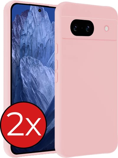 Hoesje - 2 Stuks - Geschikt voor Google Pixel 8a - Sterk & Shockproof - Telefoonhoes - Back Cover - Case Siliconen - Telefoon Hoes - Lichtroze
