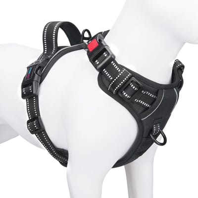SnelShoppen - No Pull Verstelbaar Honden Harnas voor Dagelijkse Wandeling, Met Veiligheidsgesp en Reflecterende Strepen, Handvat voor Medium en Grote