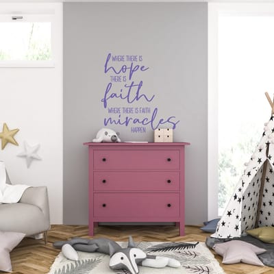 Muursticker - Where There Is Hope - 46,4 x 46,4 - Paars