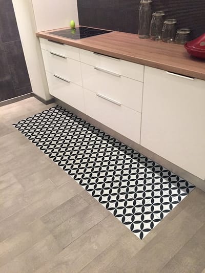 JYG TOLEDO Keukenloper - Vinyl Vloerkleed - Vintage Zwart-Wit - Anti-Slip, Waterdicht - 50x150cm - Ideaal voor Keuken, Gang en Hal - Verkrijgbaar in Meerdere Maten