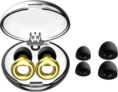 Harde Ring Oordoppen Goud - Anti-snurk - Earplugs - Reizen - Overprikkeling - Goud Deluxe - SNR 23 dB Demping - Harde Oortjes - Metallic - Festival Oordopjes - Herbruikbare Gehoorbescherming - Siliconen voor Slaap en Gevoeligheid - 8 Dop