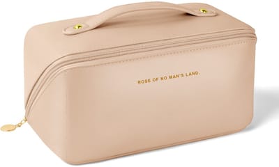 Dailygoods - Aucuu Make-uptas voor op reis, PU-leer, draagbare make-uptas met grote inhoud, waterdicht, draagbaar, toilettas-organizer voor toiletartikelen, #3 Rosa