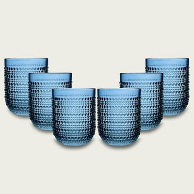 Arca SERENITY DUE Water/Drinkglas 250ml, blauw, set van 6 stuks, verpakt in een giftbox