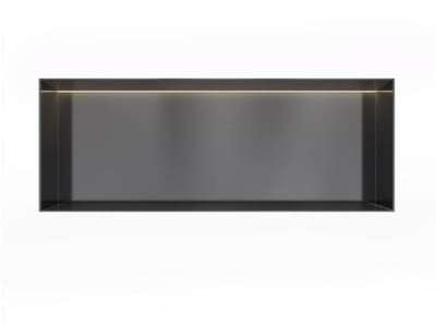 Hotbath &More BOX080FL inbouwnis 30x80x10cm zonder frame met verlichting geborsteld zwart PVD