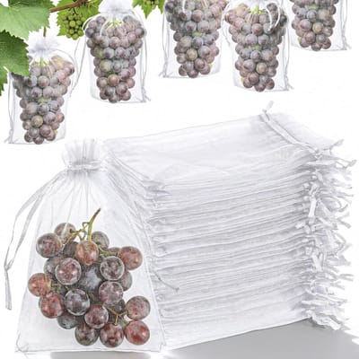 Druivenbeschermzakken 100 Stuks - 15x10 Cm Fruitnetten Met Trekkoord - Bescherming Tegen Wespen, Vogels En Kersenvliegen Voor Aardbeien, Druiven En Bessen