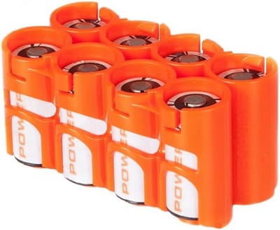 Batterij Caddy - Batterijhouder - Veilig Opbergen - Gepatenteerd Vergrendelingssysteem - 8 Batterijen - Oranje