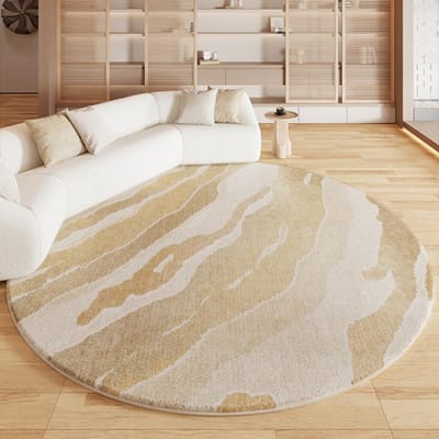 Crème Stijl Woonkamer Decoratie Rond Tapijt Licht Luxe Tapijten voor Slaapkamer Pluizig Zacht Studiekamer Tapijt Dik Pluche Lounge Vloermat 80x80CM