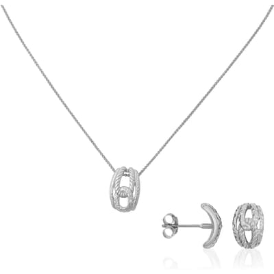 Orphelia Dames 925 Sterling Zilveren Set: Ketting-Hanger + Oorbellen - Zilver SET-5252