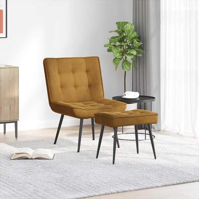 vidaXL Relaxstoel met voetenbank fluweel bruin