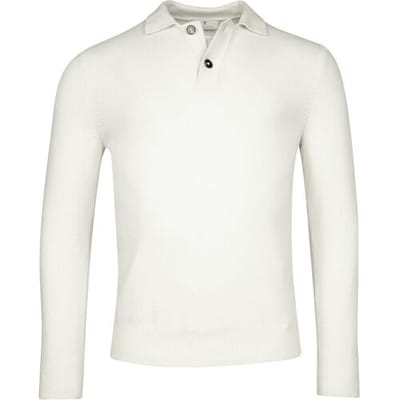 Thomas Maine Trui Superfine Lambswool Placket Buttons Single Knit Vintage Ecru / male