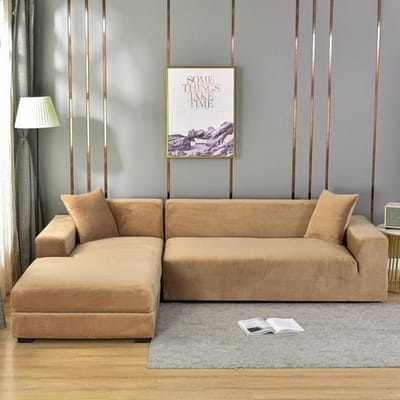Nieuwe fluwelen bankhoes hoekbankhoezen voor woonkamer elastische spandex hoezen bankhoes stretch bankhoes 1seater-90-140cm kameel