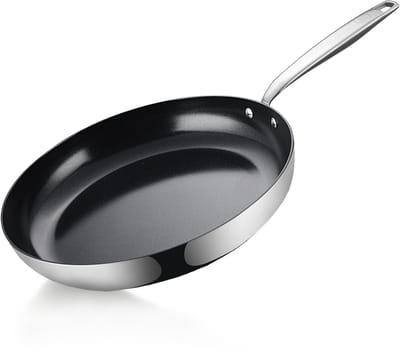 BE Living RVS Koekenpan - Ø 24 cm - Keramisch - Inductie Pan - PFAS Vrij Anti Aanbak - Bakpan - Essential Series
