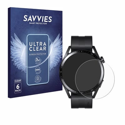 Savvies - Screenprotector voor Huawei Watch GT 3 (46 mm) - Folie Beschermfolie transparant 6 Stuks