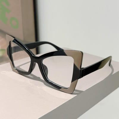 Vlinder Vormige Bril Dames Mode Oversized Blauw Licht Blokkerende Optische Monturen Trendy Patchwork Rand Ontwerp Brillen transparent lenses