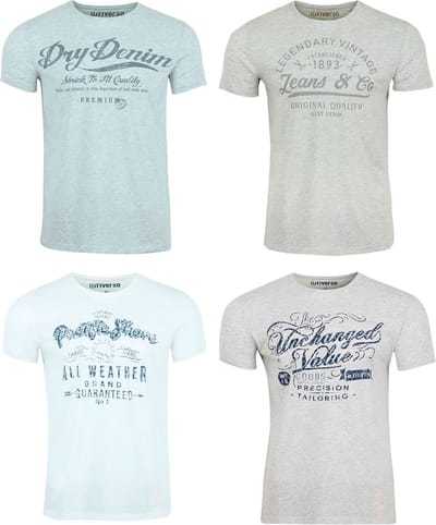 riverso Heren T-Shirt RIVLeon 4 Pack regular fit Veelkleurig M Ronde Hals Volwassenen - gemaakt van 100% katoen