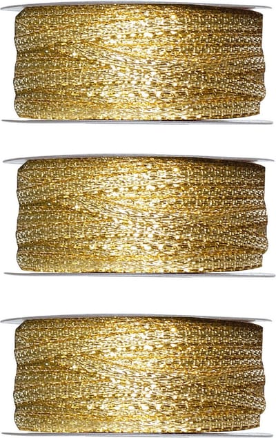 3x Hobby/decoratie metallic gouden sierlinten 3 mm x 25 meter - Kerst - Cadeaulinten draden/touwen - Verpakkingsmateriaal