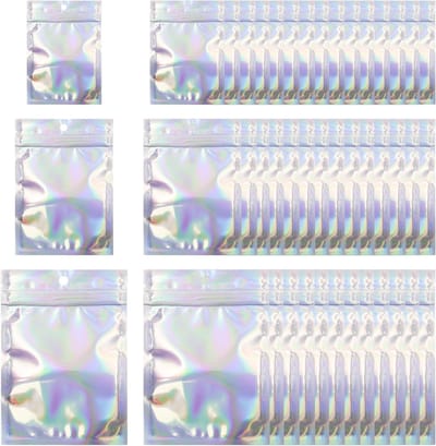 Holografische Verpakkingszakken van Mylar Aluminium - Ritszakken voor Sieraden, Snoep en Koekjes - Set van 150 Stuks in 3 Maten