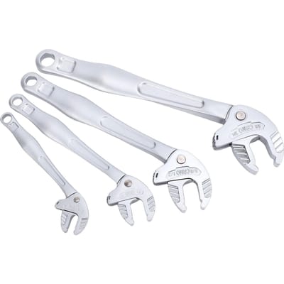 4 Stuks Zelfaanpassende Sleutel Zelfaandraaiende Ratel Verstelbare Sleutelset 7 10 10 13 13 16 16 19mm Zilver voor Pijp white