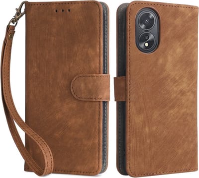 Coverup Hoesje - Geschikt voor OPPO A18 Hoesje - Coverup Book Case met Koord - Bruin