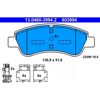 Remblokset ATE 13.0460-3994.2, voor