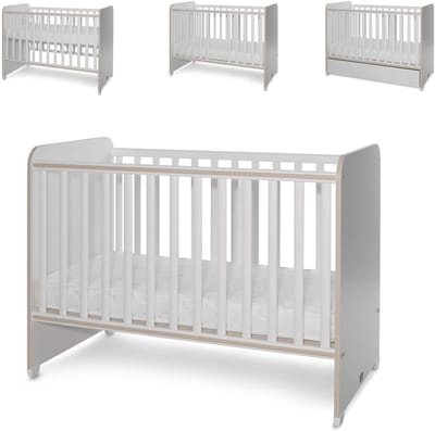 Babybed - Kinderbed Ledikant - Babykamer Inrichting - Verstelbaar Onderbedframe - 124 x 68 x 95 cm - Grijs