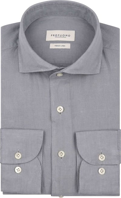 Profuomo Overhemd Linnen Blauw - Maat 42 - Heren - Overhemden Casual