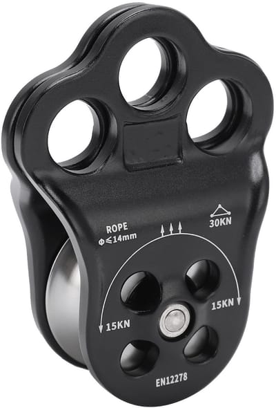 Dailygoody - Boomverzorger Hitch Climber Pulley - 30KN Tuigage Katrol - Dubbele Lagers - Zwart - Geschikt voor 14 Mm Touwen - Reddingsuitrusting