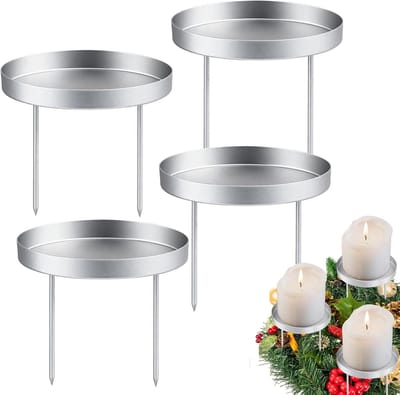 Kerstkaarsenhouder voor Stafkaarsen, Adventskrans en Doopkaarsen - Set van 4 Kaarsplaten voor Thuis en Kantoor