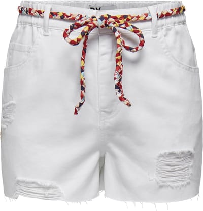 JDY - JDYZIGGA HW DEST. BELT SHORTS WHITE DNM - Dames - Bermuda shorts