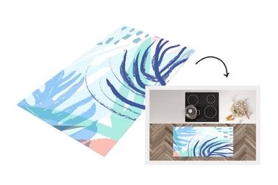 Keukenloper - Loper keuken - Zomer - Blad - Blauw - 120x60 cm - Keukenloper vinyl