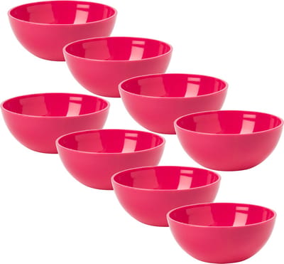 Plasticforte kommetjes/schaaltjes - 8x - dessert/ontbijt - kunststof - D12 x H5 cm - fuchsia roze - BPA vrij