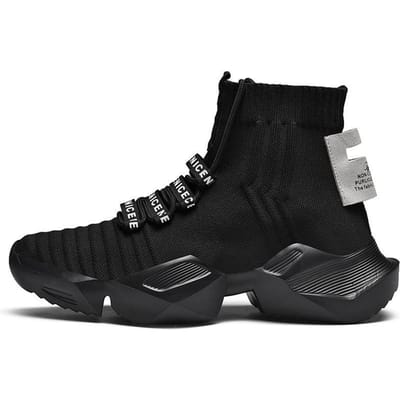 Sokken Sneakers Heren Gebreid Bovenwerk Ademend Sportschoenen Soklaarzen Herenschoenen Hoge Top Hardloopschoenen voor Heren Zapatillas De Deportedt 46 black