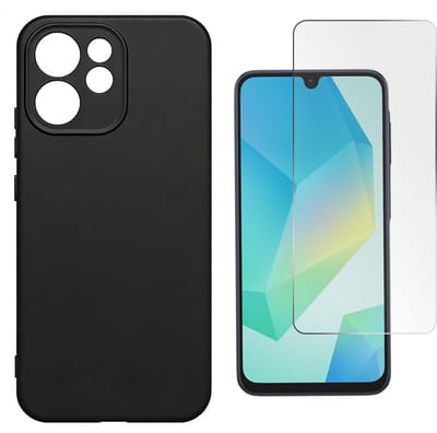 Casemania Hoesje en Glas Geschikt voor Oppo Reno15 F 5G - Zwart - Siliconen Back Cover en 1x Glazen Screenprotector