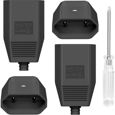 Eurokoppelingen plat - Stopcontact koppelingen - Elektrische reparaties - IP44 waterbestendig - 250V 2.5A - zwart