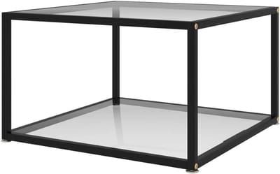 Salontafel Glas - Tafel Vierkant - Woonkamer Opruimen - Twee Lagen - 60x60x35 cm - Transparant