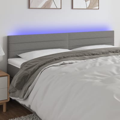 vidaXL - Hoofdbord - LED - 160x5x78/88 - cm - stof - donkergrijs