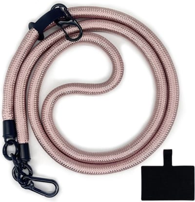 Coverup Crossbody Telefoonkoord 120cm met Sleutelhanger - 10mm Polyester Koord - Rose Gold