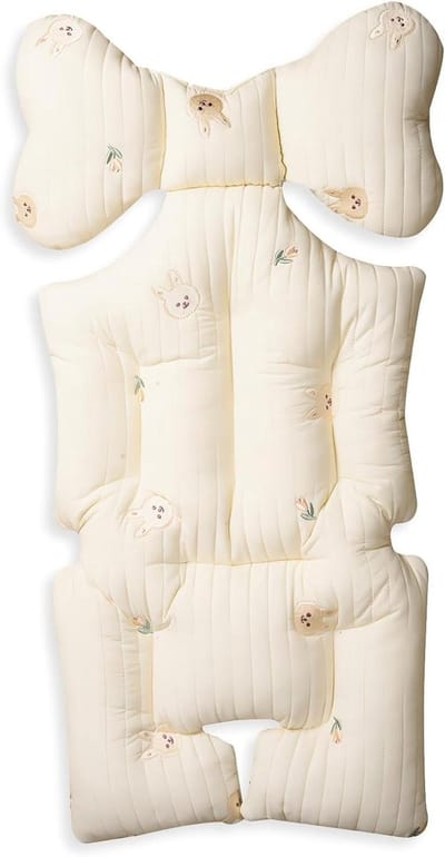 Kinderwagen Zitkussen - Baby Voering - Comfortabel Reizen - Dubbelzijdig Omkeerbaar - 38 x 70 cm - Konijntje
