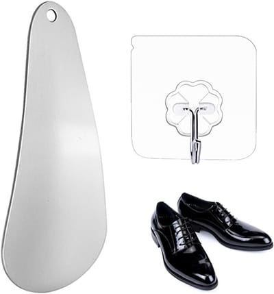 Ergonomische metalen schoenlepel van roestvrij staal, ideaal voor mannen, vrouwen en kinderen, eenvoudig te gebruiken voor verschillende types schoenen