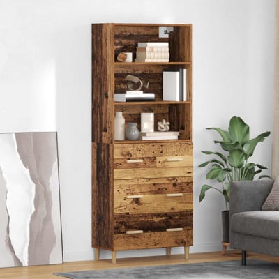 vidaXL - Highboard - Oud - Hout - 69,5 - x - 32,5 - x - 180 - cm - Bewerkt - hout