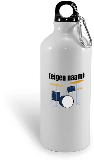 Hacebo® - drumstel met eigen naam waterfles - Drummen - muziek liefhebbers - drummers - verjaardag - cadeau - kado - water fles - 400ML