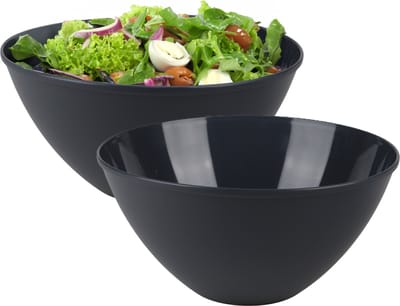 Urban Living Beslagkom/mengkom/salade schaal - 2x - 5 liter - kunststof - donkerblauw - D27 x H13 cm