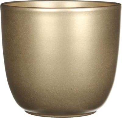Mica Decorations Bloempot - goud - glanzend - keramiek - H14,5 x D14 cm - plantenpotten
