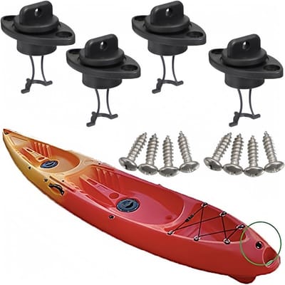 4 stuks - Afvoerstop voor Kajak - Afvoerplug voor kano's - Shell Afvoerstop Boot - Leeg Gaten Pluggen - Draad Afvoerstop - afvoerplug - Kajakaccessoire - voor kajaks, karpers, vissersboten - Zwart - 54*31 mm