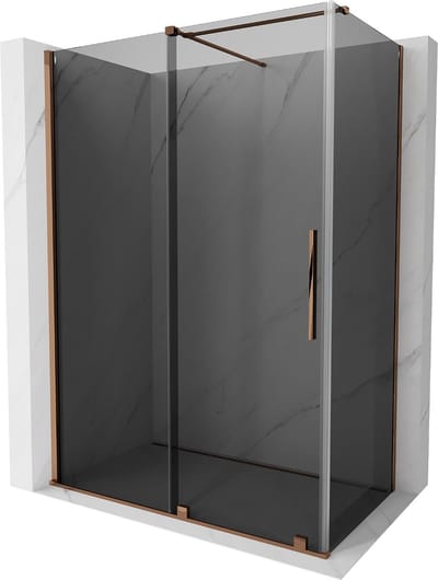 Mexen Velar schuifdouchecabine 130 x 70 , grafiet, roze goud - 871-130-070-41-60