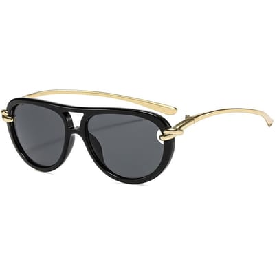 Nieuwste Populaire Stijlvolle Dubbele Brug Bril Piloot Dames Luxe Zonnebril Designer Ovalen Holle Glazen UV400 Bescherming Oogbescherming 1PC