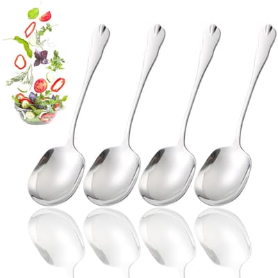 Dailygoods- Opscheplepel Set van 4 - Roestvrij Staal - 21 cm Grote Kooklepel - Hittebestendig - Hygiënisch Ontwerp - Voedselveiligheid - Serveerlepel