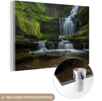 ® Glasschilderij 180x120 cm - Schilderij acrylglas - Watervallen in het Nationaal park Yorkshire Dales in Engeland - Foto op glas - Muurdecoratie woonkamer - Wanddecoratie slaapkamer - Schilderijen